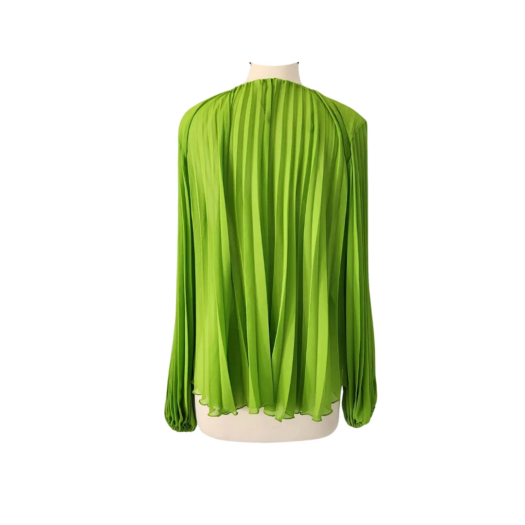 ZARA Parrot Green Loose Fit Sheer Blouse | Pre Loved |